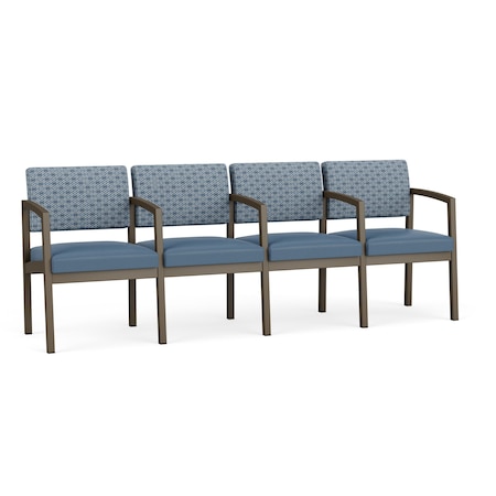 Lesro Lenox Steel 4 Seat Tandem Seating Metal Frame, Bronze, RS Rain Song Back, MD Titan Seat LS4103